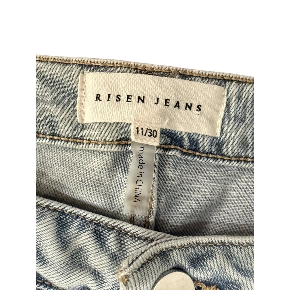 Risen Flare Jeans Women 11/30 Tall Low Rise Light Wash Y2K Stretch Denim - Picture 4 of 13
